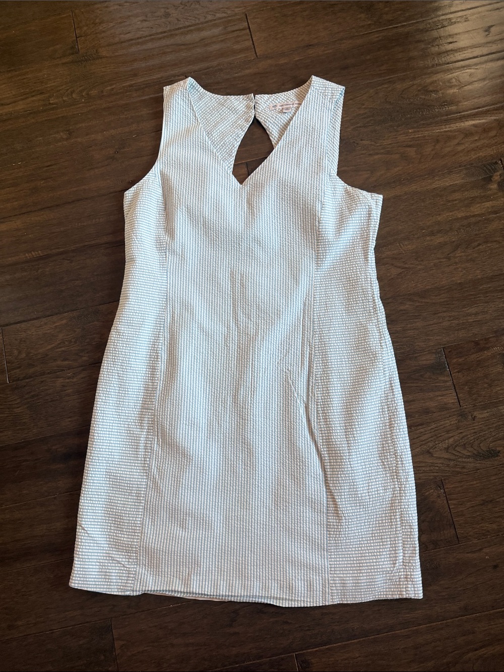 Southern Tide Light Blue and White Striped V-Neck dress
